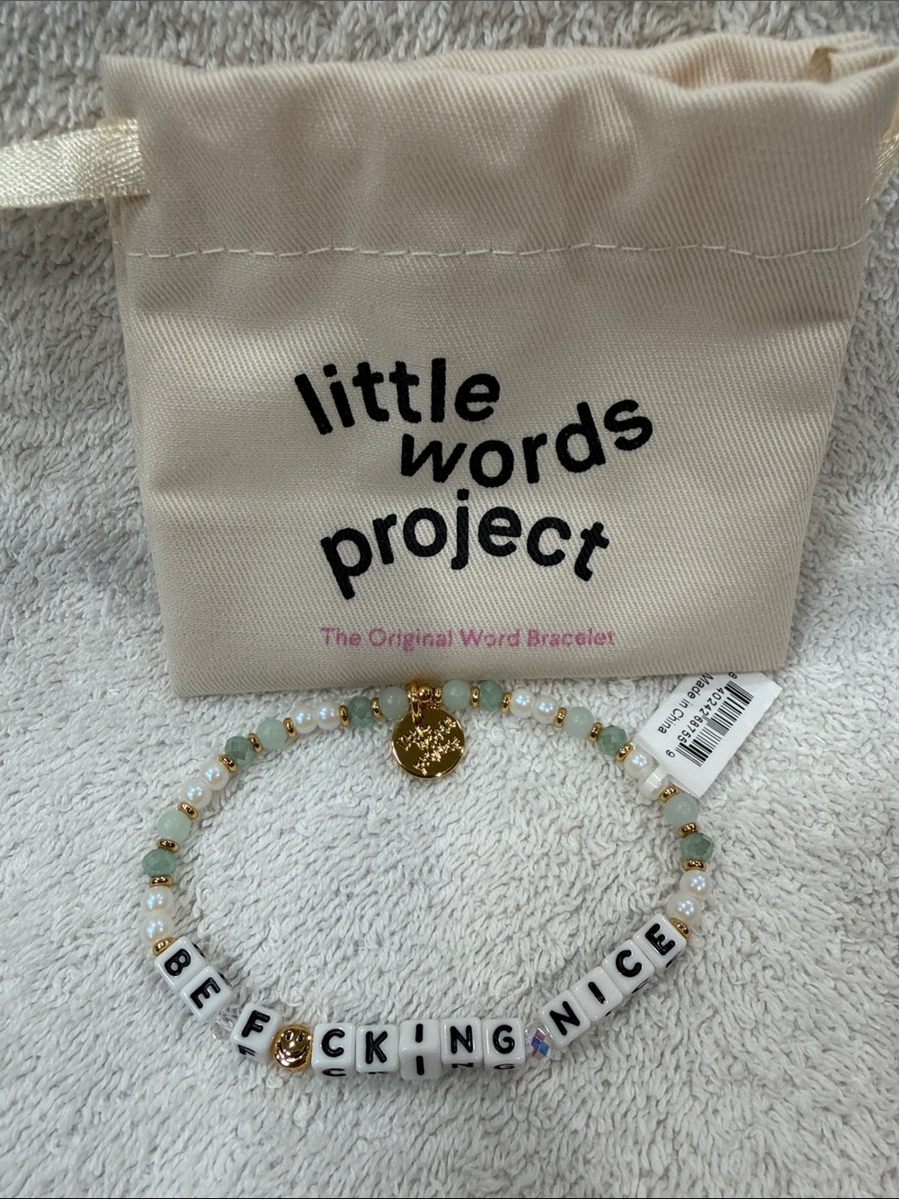 NWT Little Words Project 'Be F*cking Nice' Beaded Bracelet